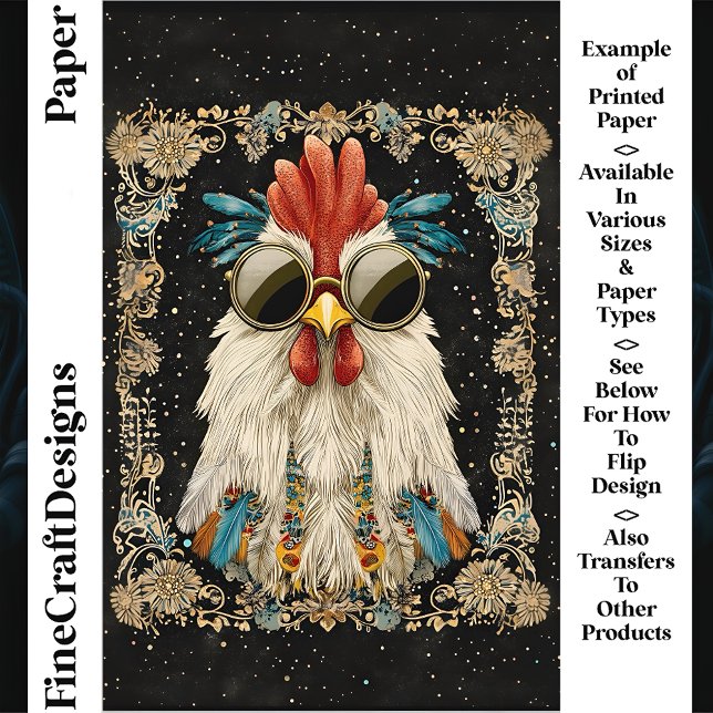 Whimsical Colorful Rooster CK9 Scrapbook Paper (Creator Uploaded)