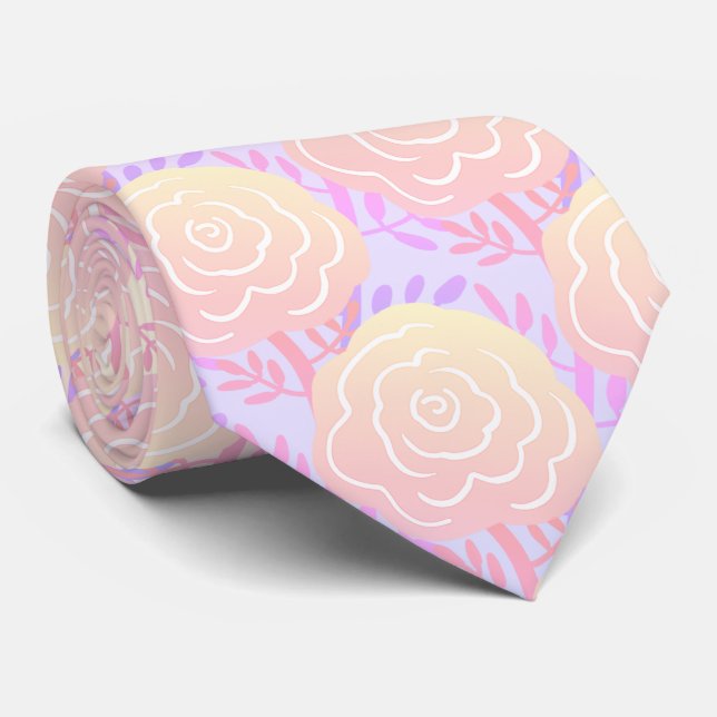 Whimsical Colorful Roses Neck Tie (Rolled)