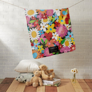 Whimsical Colorful Spring Flowers Garden Girl's Receiving Blanket