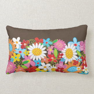 Whimsical Colorful Spring Flowers Garden Pillow
