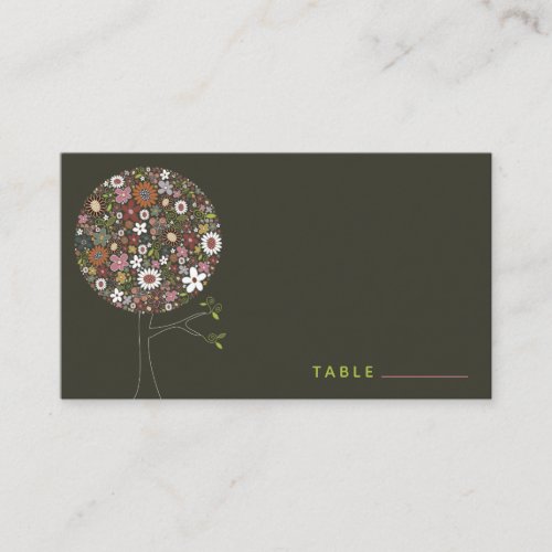 Whimsical Colorful Spring Flowers Pop Tree Blooms  Place Card