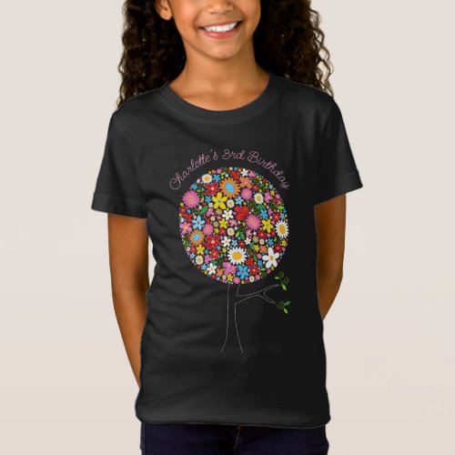 Whimsical Colorful Spring Flowers Pop Tree Girly T_Shirt