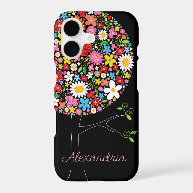 Whimsical Colorful Spring Flowers Pop Tree Nature iPhone Case (Back)