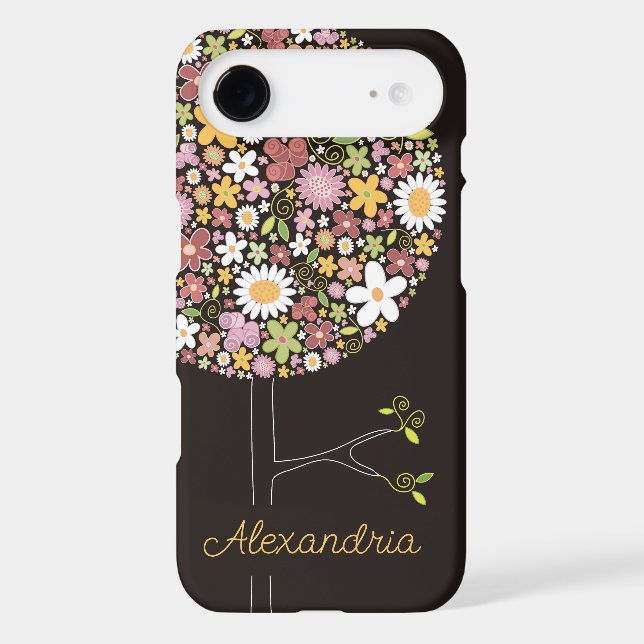 Whimsical Colorful Spring Flowers Pop Tree Nature iPhone Case (Back)