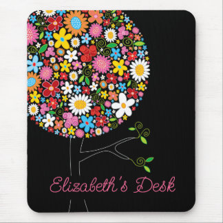 Whimsical Colorful Spring Flowers Sweet Pop Tree Mouse Pad