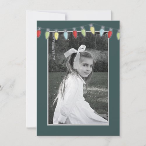 Whimsical Colorful String Lights Simple 1 Photo Holiday Card