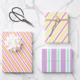 Whimsical Colorful Stripes - Candy Christmas Theme Wrapping Paper Sheets