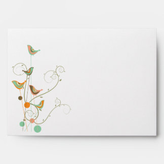 Whimsical Colorful Summer Birds And Swirls Chic Envelope
