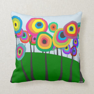Whimsical Colorful Trees Forest Throw Pillow