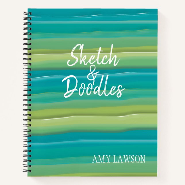 Whimsical Colorful Watercolor Personalized  Notebook (Front)