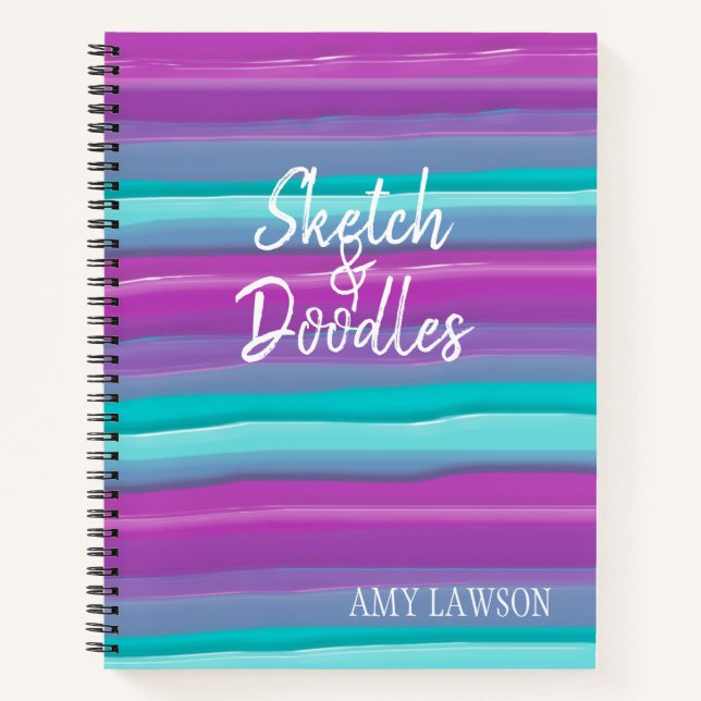 Whimsical Colorful Watercolor Personalized  Notebook (Front)