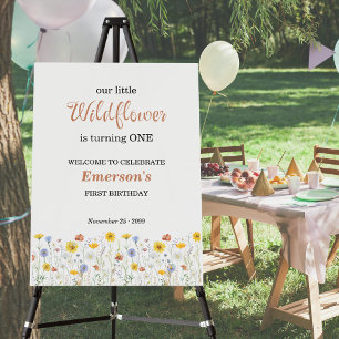 Whimsical Colorful Wildflower 1st Birthday Party Foam Board