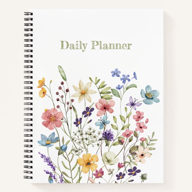 Whimsical Colorful Wildflower Bloom Spring Notebook (Front)