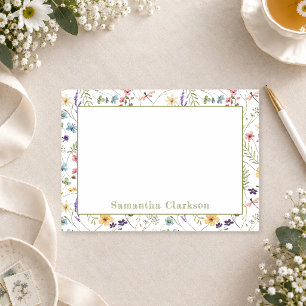 Whimsical Colorful Wildflower Pattern Spring Note Card