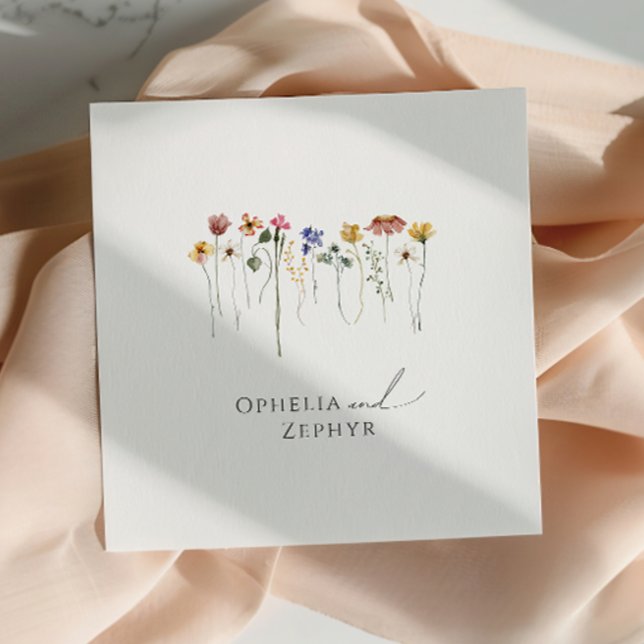 Whimsical Colorful Wildflower | Wedding Napkins (Creator Uploaded)