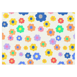 Whimsical Colorful Y2K Floral Retro Cheerful Tablecloth