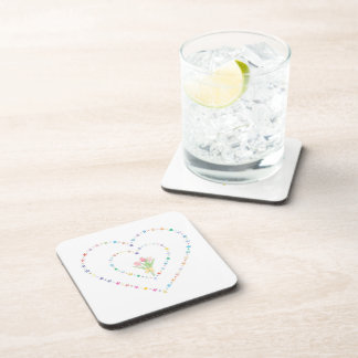 Whimsical Concentric Star Heart Frame Beverage Coaster