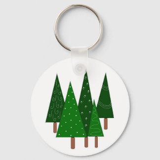 Whimsical Cone Christmas Trees Keychain