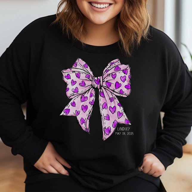 Whimsical Coquette Bow Heart Purple and Lavender Sweatshirt (Creator Uploaded)