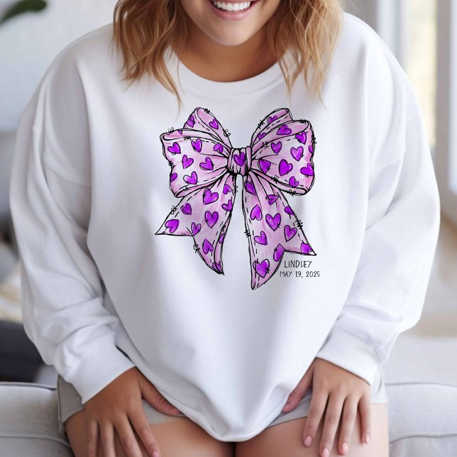 Whimsical Coquette Bow Heart Purple and Lavender Sweatshirt (Creator Uploaded)