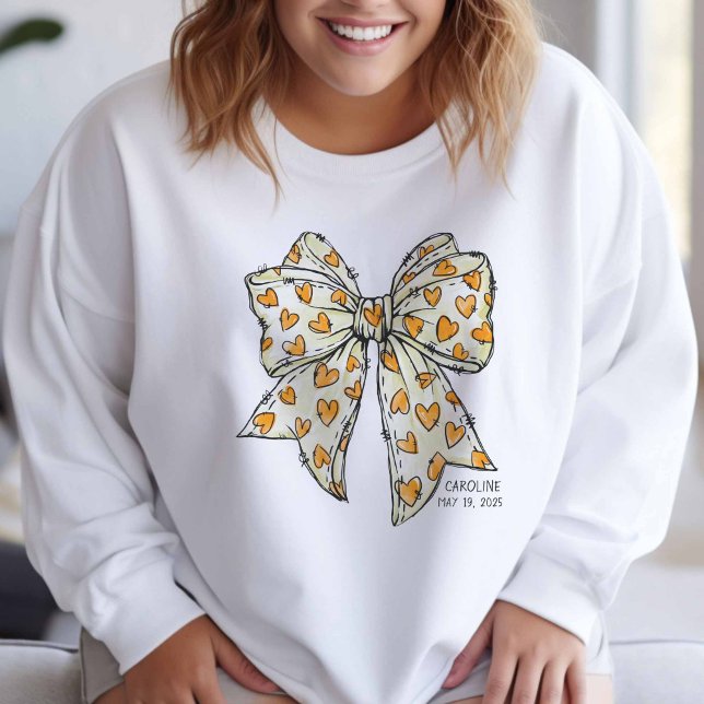 Whimsical Coquette Bow Heart Yellow Sweatshirt (Creator Uploaded)