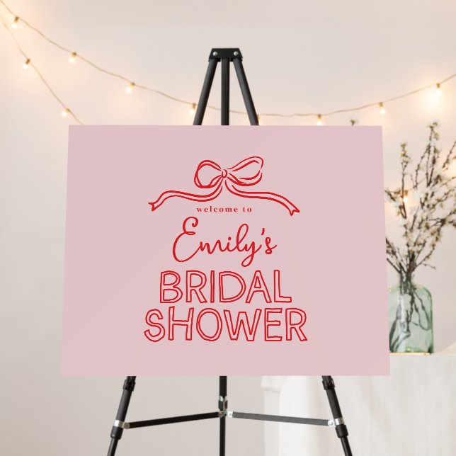 Whimsical coquette bow tying knot bridal shower foam board (In Situ (Stand))