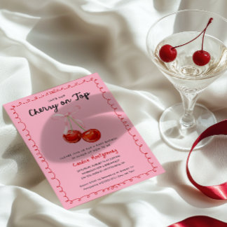 Whimsical Coquette Cherry on Top Baby Shower Invitation