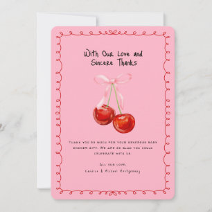 Whimsical Coquette Cherry on Top Thank You Invitation