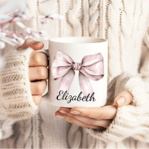 Whimsical coquette pink bow Personalized Name