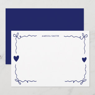 whimsical coquette ribbon frame note card