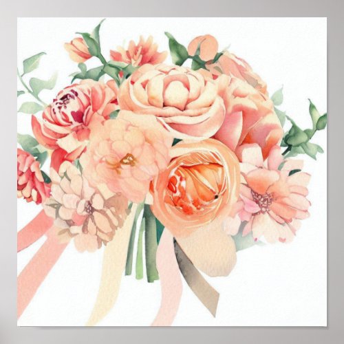  Whimsical Coral Attendants Bouquet B Poster