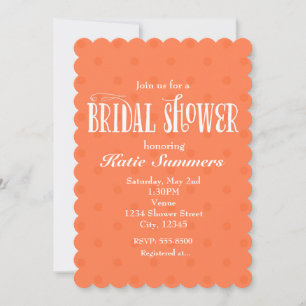 Whimsical Coral Polka Dot BRIDAL SHOWER Invitation