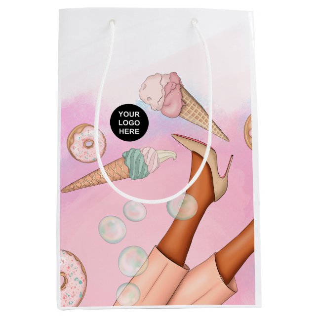 Whimsical Corporate Food Catering Lady Medium Gift Bag (Front)