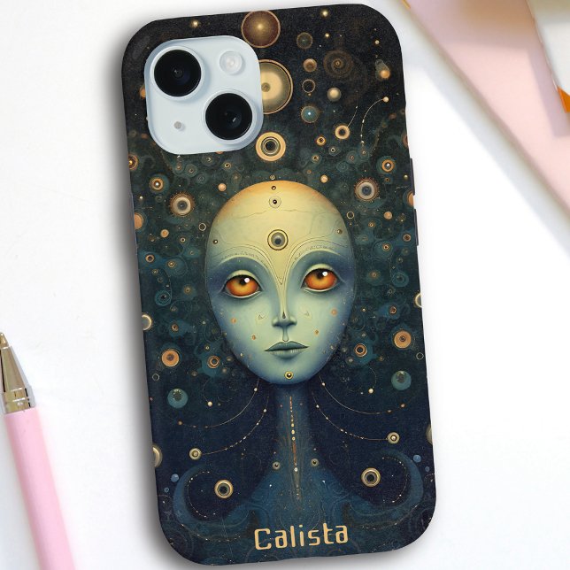 Whimsical Cosmic Alien Personalized Art  Case-Mate iPhone Case (Creator Uploaded)