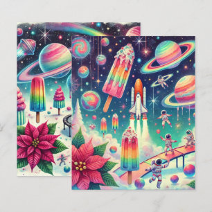 Whimsical Cosmic Poinsettia Scrapbook Paper
