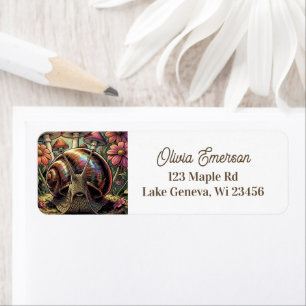 Whimsical Cosmic Snail & Mushroom Garden Label