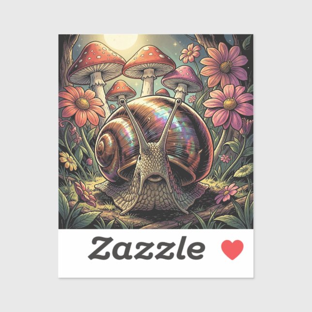 Whimsical Cosmic Snail & Mushroom Garden   Sticker (Sheet)