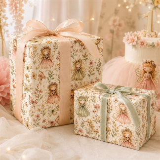 Whimsical Cottage Fairy Garden with Butterflies Wrapping Paper Sheets