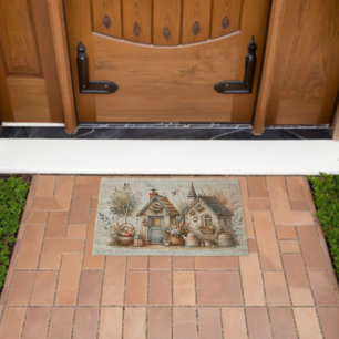 Whimsical Cottage Garden Fiber Doormat