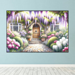Whimsical Cottage Garden Pathway Canvas Print