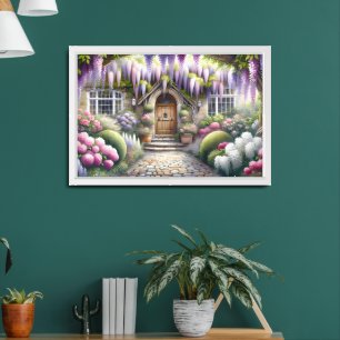 Whimsical Cottage Garden Pathway Framed Art