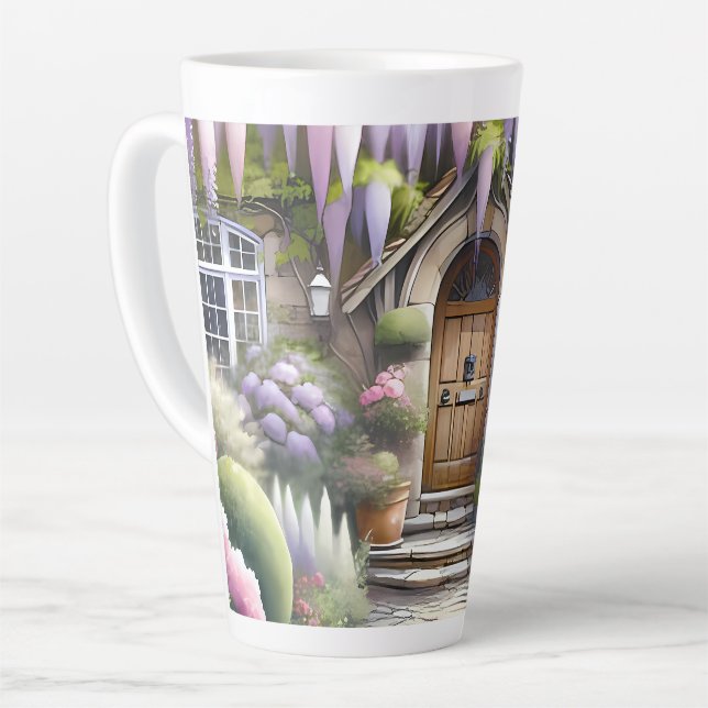 Whimsical Cottage Garden Pathway Latte Mug (Left Angle)