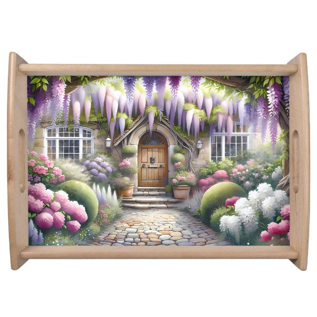 Whimsical Cottage Garden Pathway Serving Tray (Front)
