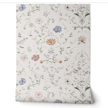 Whimsical Cottagecore Beige Watercolor Wildflower