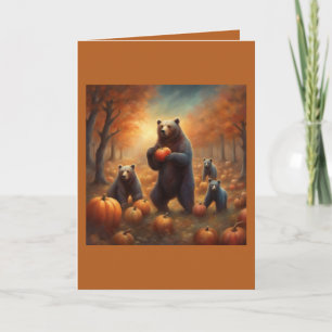 Whimsical Cottagecore Fall Bears and apples Card