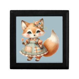 Whimsical Cottagecore Floral Pastel Fox Gift Box