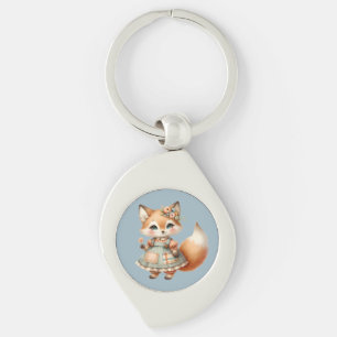 Whimsical Cottagecore Floral Pastel Fox Keychain