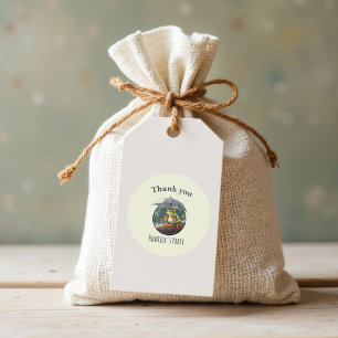 Whimsical Cottagecore Frog Birthday Party Thanks Classic Round Sticker