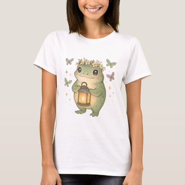 Whimsical Cottagecore Frog T-Shirt (Front)