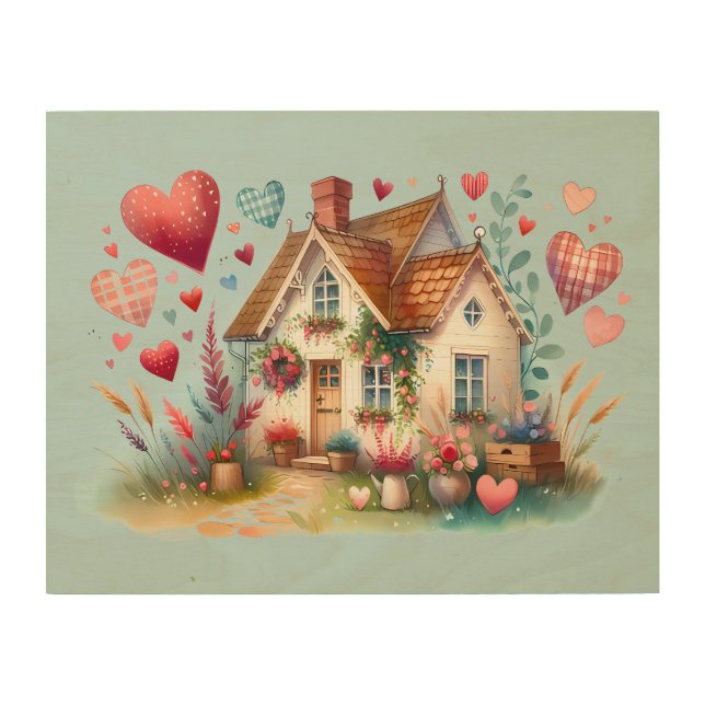 Whimsical Cottagecore Heart House Art (Front)